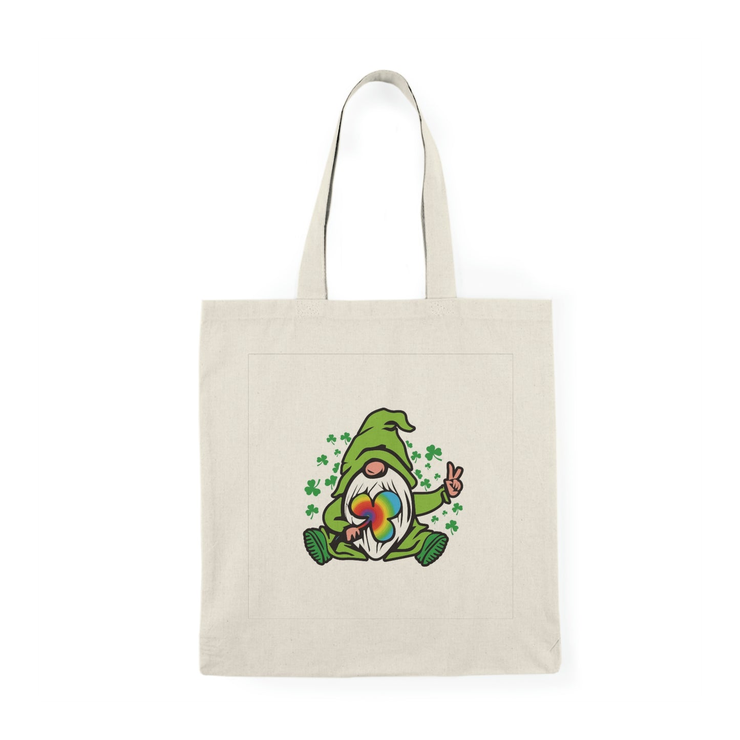 St. Patrick's Day Peace Gnome Natural Tote Bag